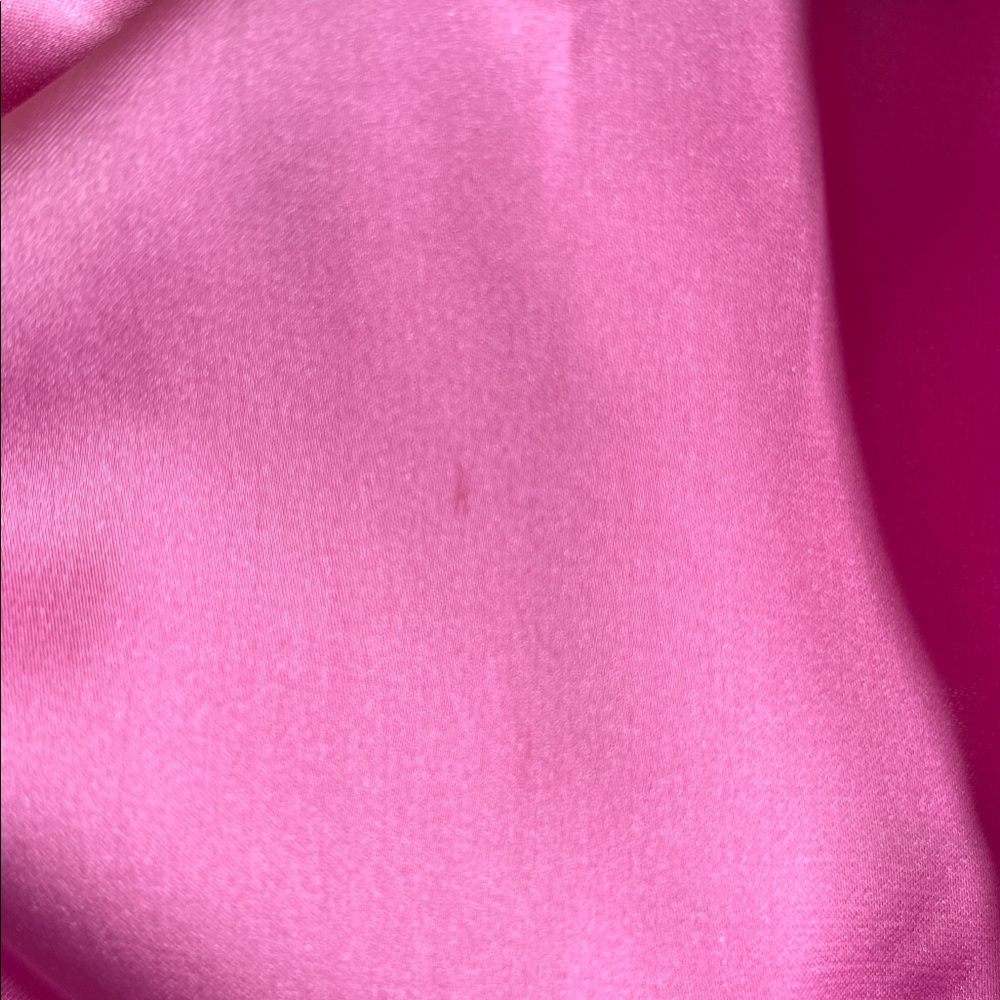 Bar III Vibrant Pretty in Pink Satin Blouse w/ neck tie & elastic cuffs size XXL - Picture 15 of 17